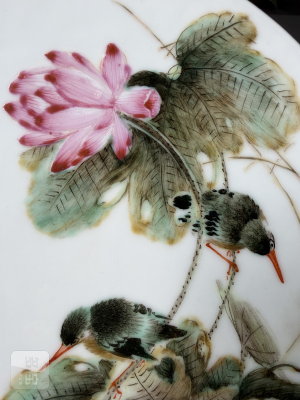 民国 粉彩花鸟图挂盘 - 图3